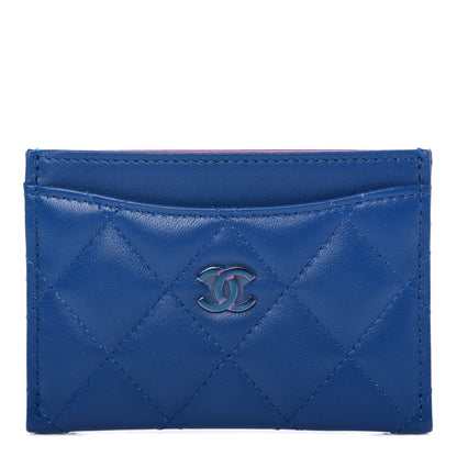 Chanel Lambskin Quilted Card Holder Blue Pink 1 of 9