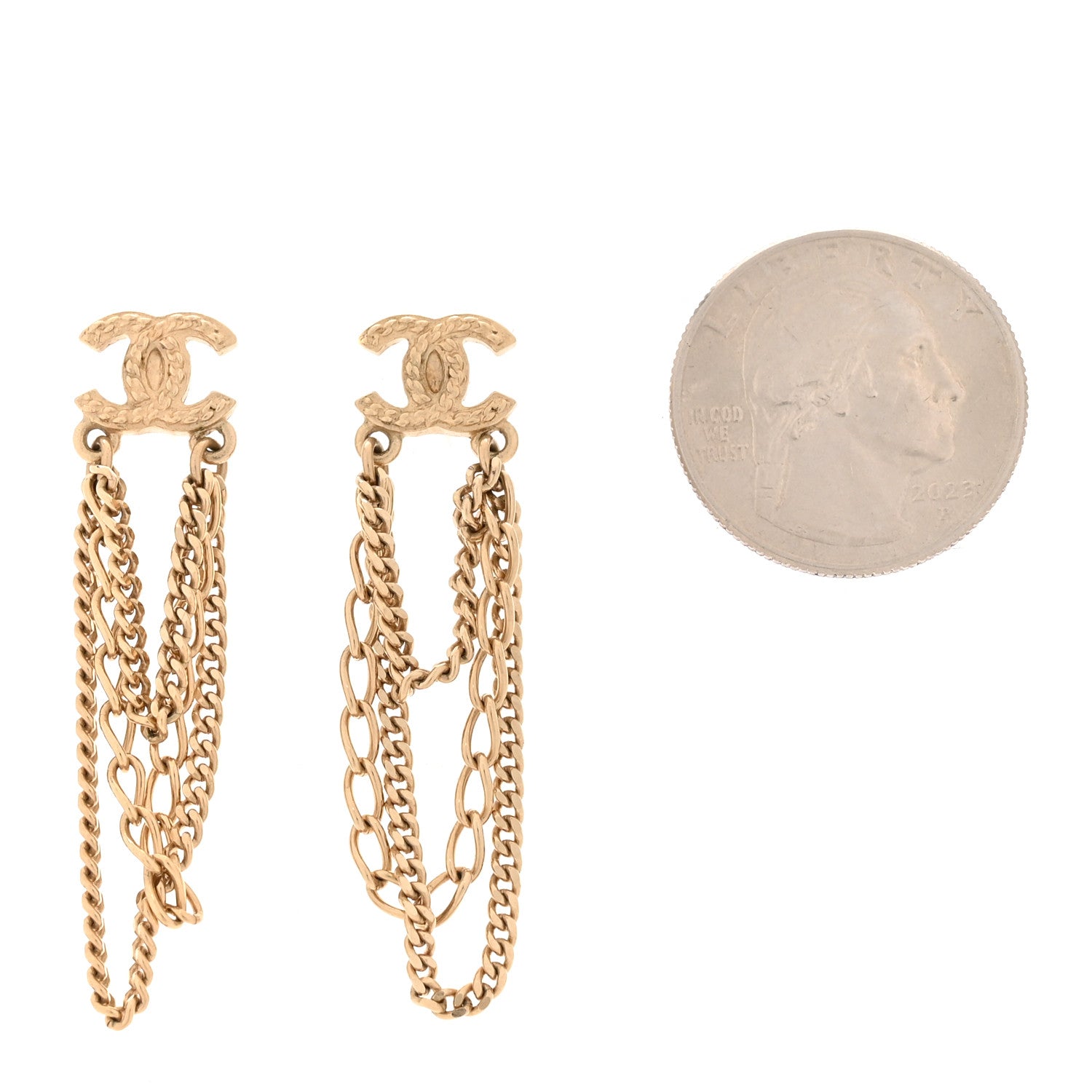 Chanel Metal CC Chain Drop Earrings Gold 2 of 4