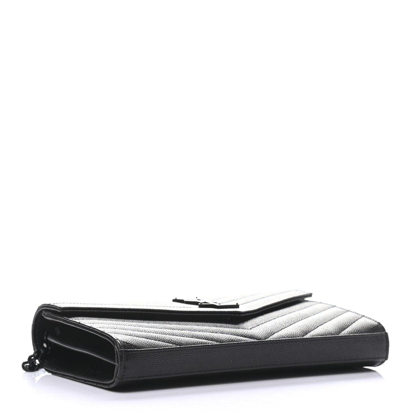 Grain De Poudre Matelasse Chevron Monogram Chain Wallet Black