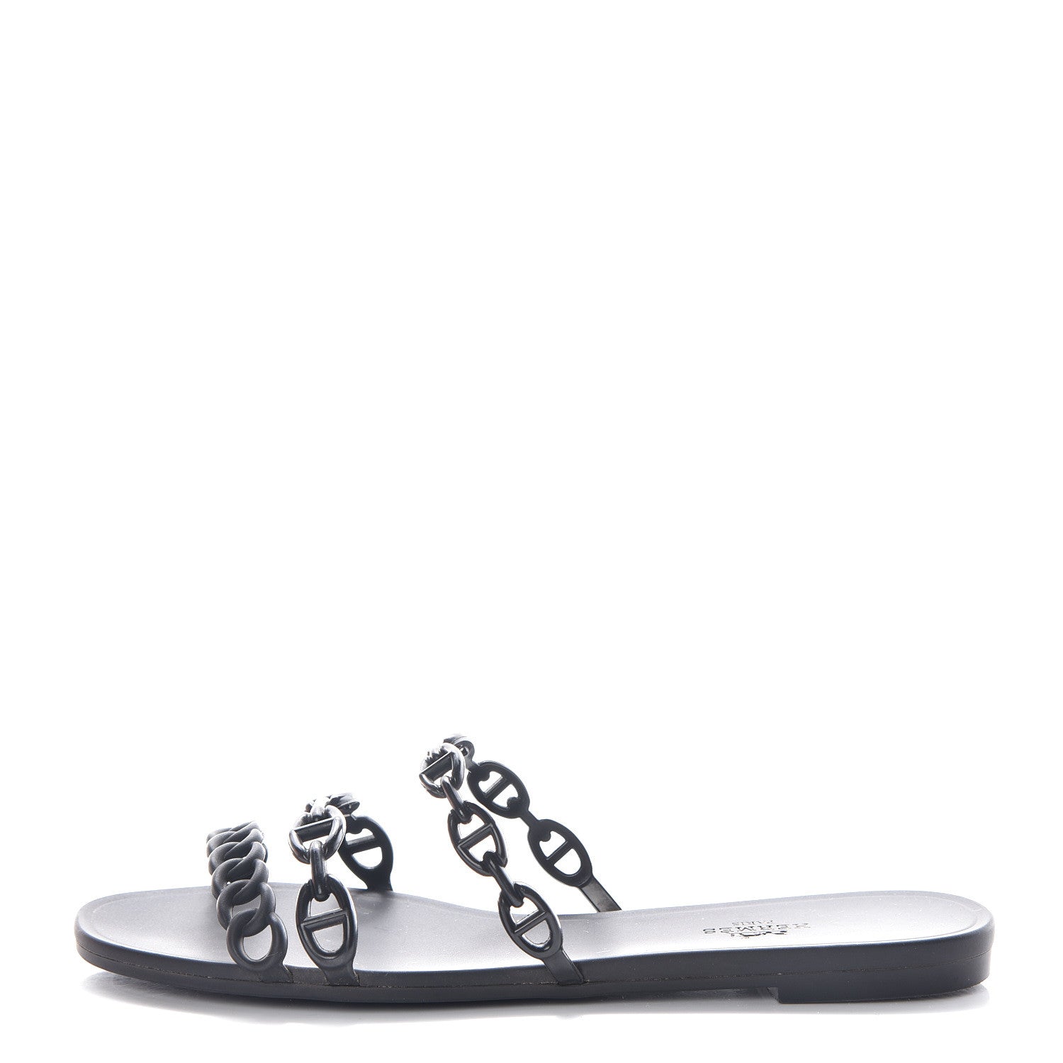 Hermes Rubber Chaine d'Ancre Rivage Sandals 39 Black 1 of 10