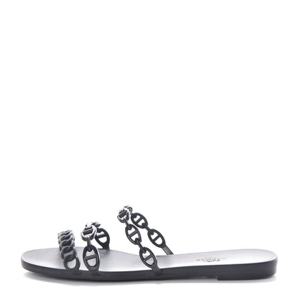 Hermes Rubber Chaine d'Ancre Rivage Sandals 39 Black 1 of 10