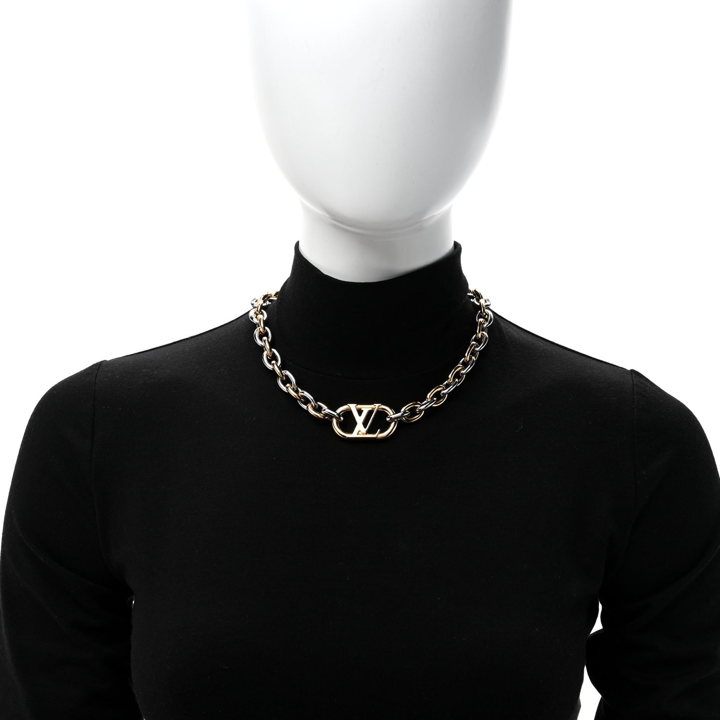 Metal Everyday LV Chain Necklace Gold Silver