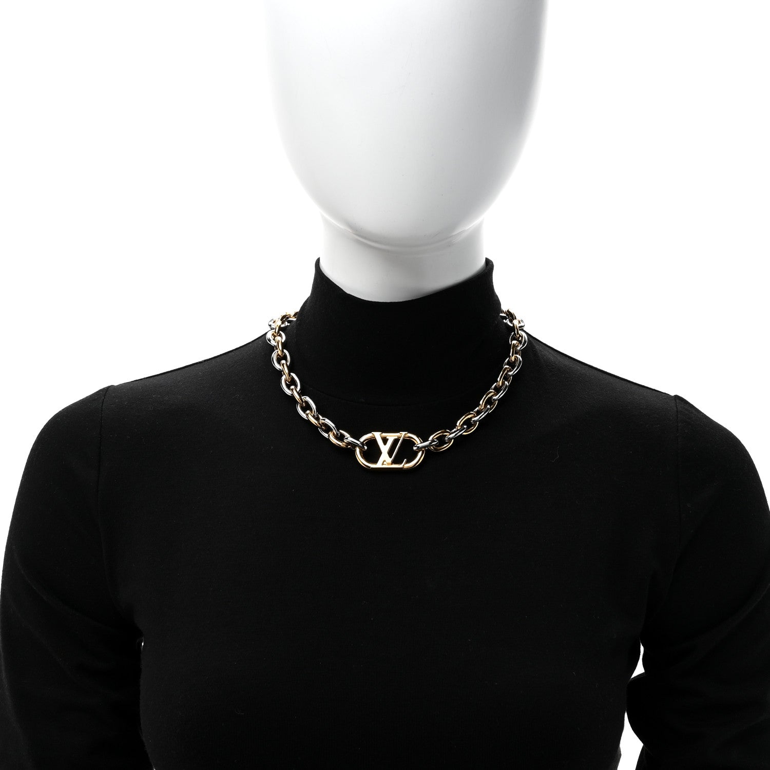 Louis Vuitton Metal Everyday LV Chain Necklace Gold Silver 2 of 6