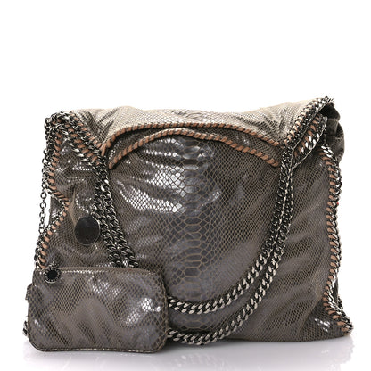 Stella McCartney Metallic Eco Python Large Falabella Tote Dark Grey 3 of 12
