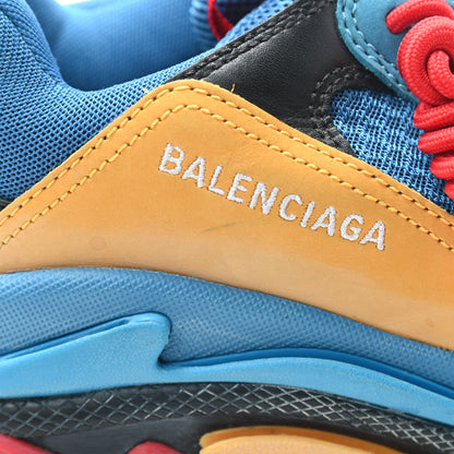 Balenciaga Fabric Mesh Nappa Mens Triple S Sneakers 42 Bleu Orange 11 of 14