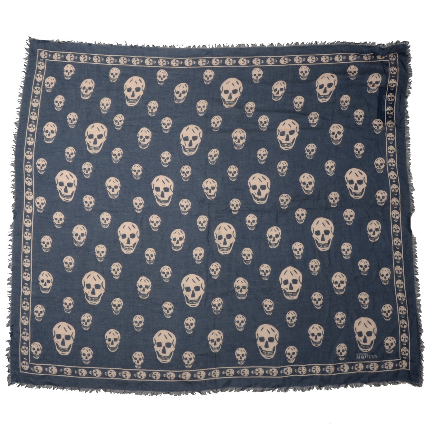 Modal Silk Skull Scarf Navy