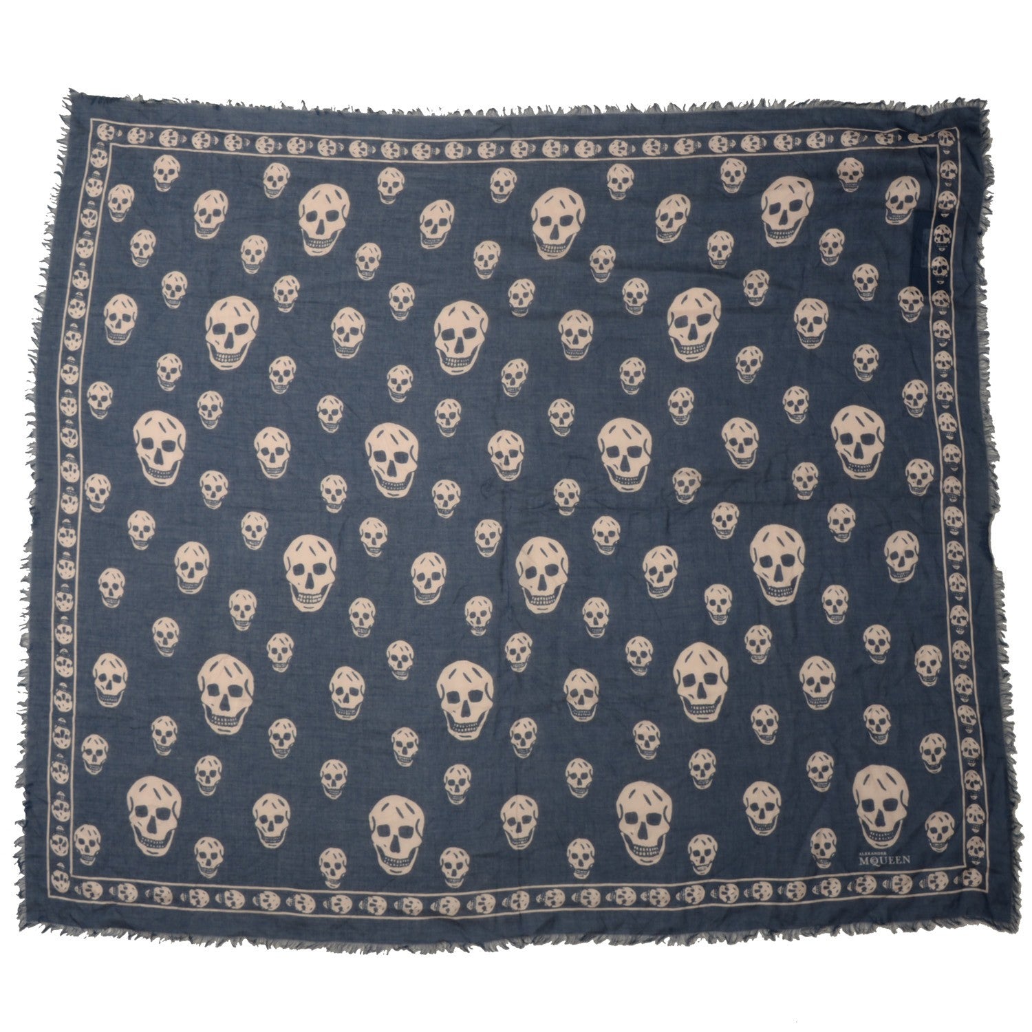 Alexander McQueen Modal Silk Skull Scarf Navy 3 of 7