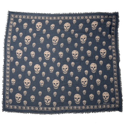 Alexander McQueen Modal Silk Skull Scarf Navy 3 of 7