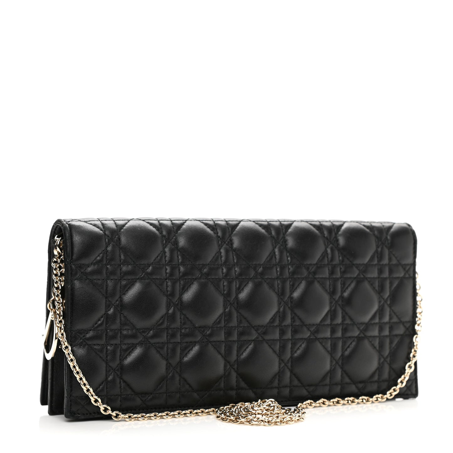 Lambskin Cannage Lady Dior Convertible Clutch Black