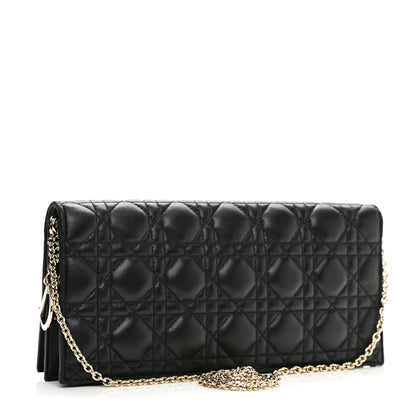 Christian Dior Lambskin Cannage Lady Dior Convertible Clutch Black 3 of 9