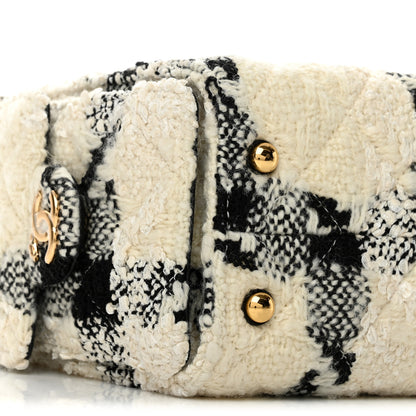 Chanel Tweed Quilted Mini Chanel 25 Handbag White Ecru Black 9 of 10