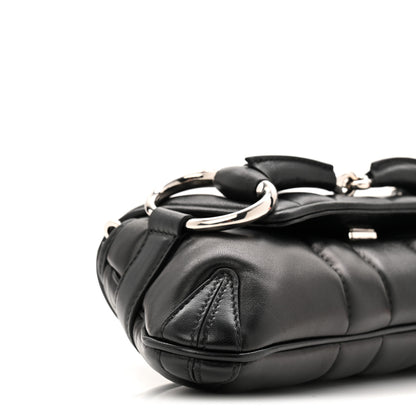 Gucci Nappa Vertical Matelasse Small Maxi Horsebit Chain Shoulder Bag Black 9 of 10
