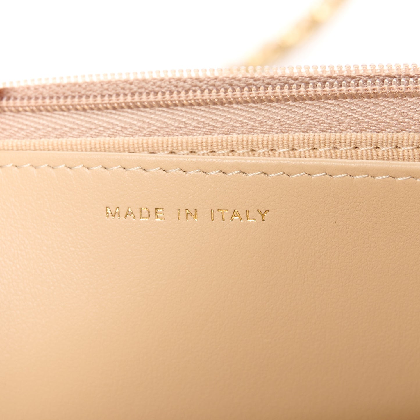 Caviar Quilted Wallet on Chain WOC Beige