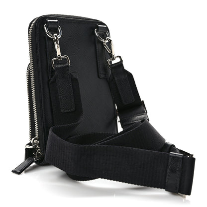 Prada Saffiano Phone Crossbody Pouch Black 3 of 11