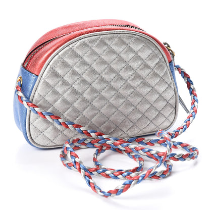 Gucci Laminated Nappa Trapuntata Mini Zumi Dome Shoulder Bag Rosso Marine Argento 2 of 9