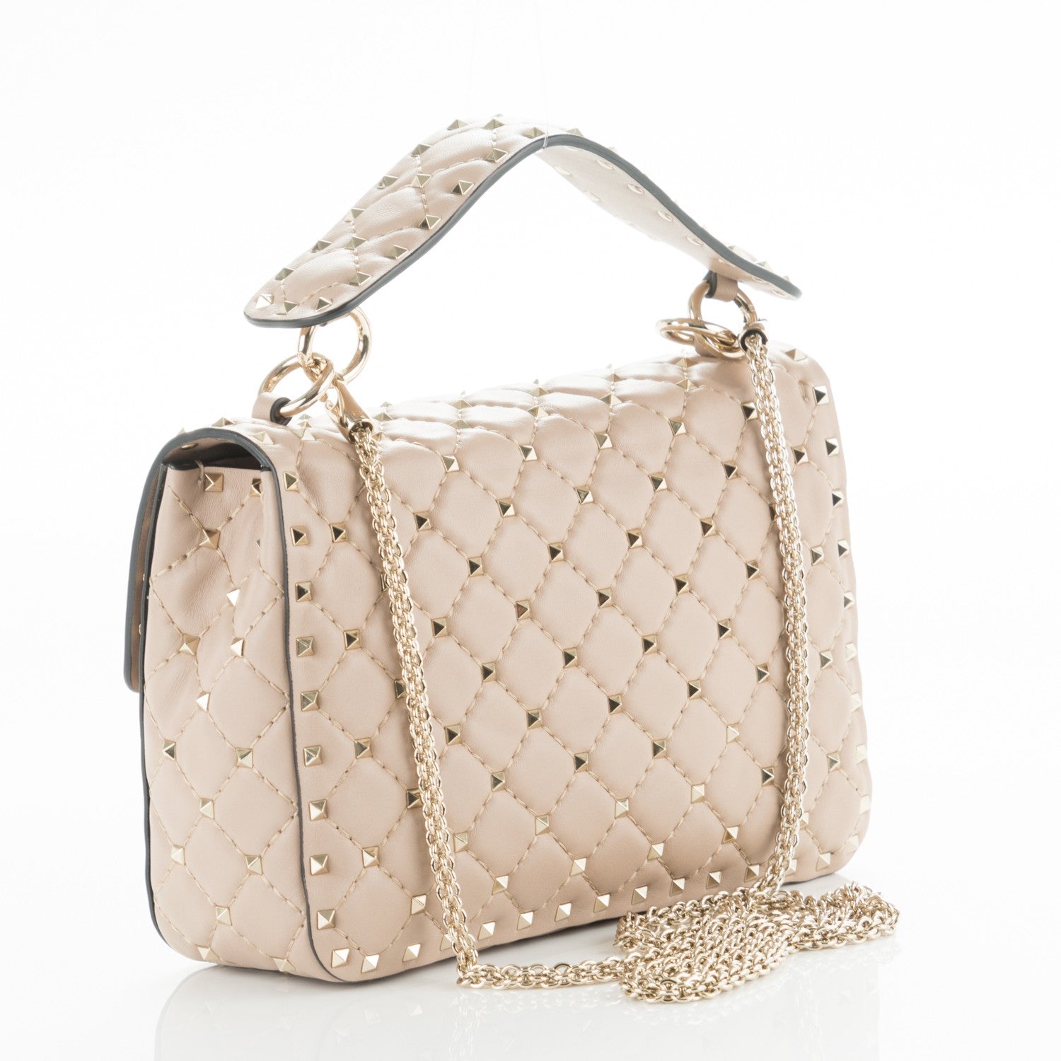 Valentino Garavani Lambskin Medium Rockstud Spike Shoulder Bag Poudre 3 of 7