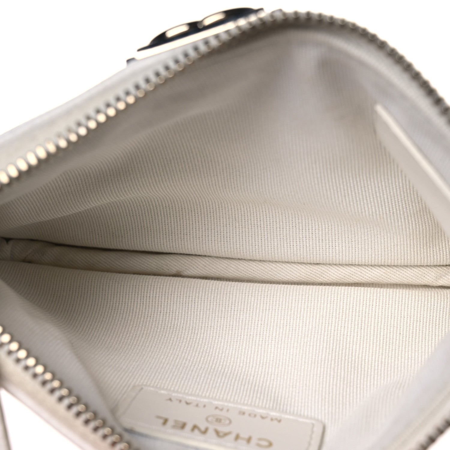 Chanel Caviar Quilted Zipped Boy Pouch White 5 of 8