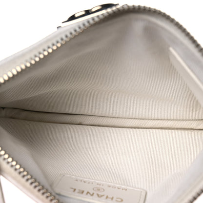 Chanel Caviar Quilted Zipped Boy Pouch White 5 of 8