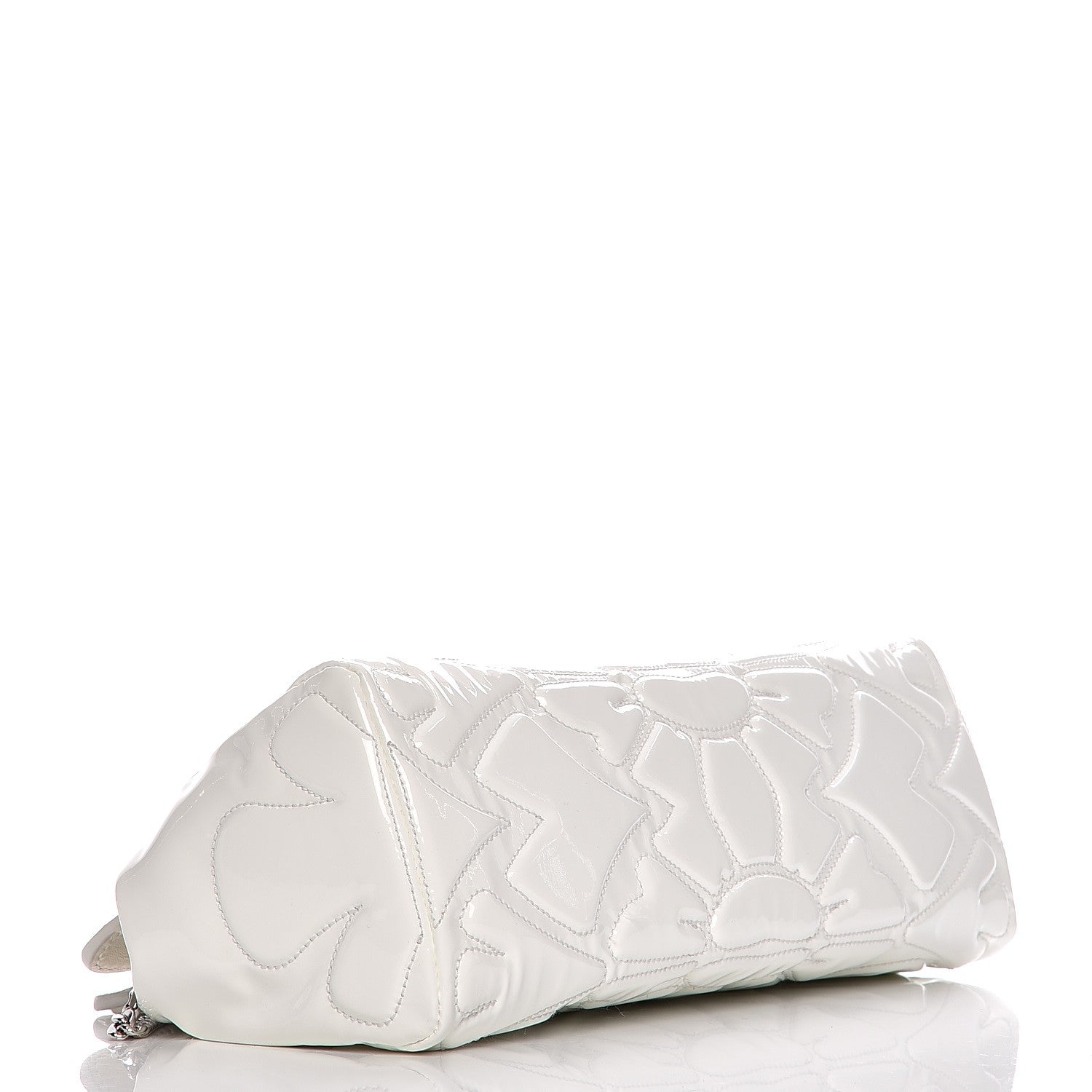 Miu Miu Vernice Patent Quilted Chain Clutch Bianco 4 of 7