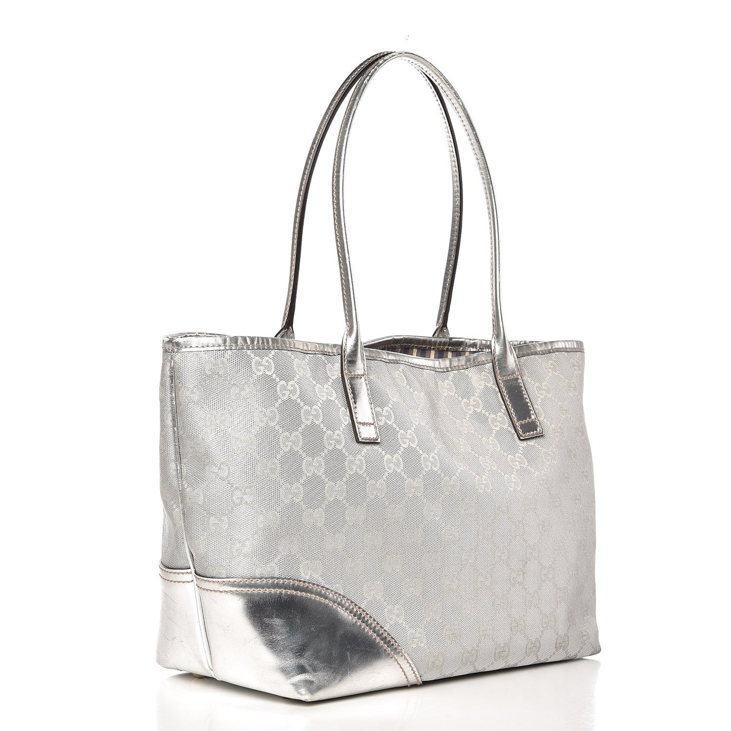 Metallic Monogram New Britt Medium Tote Silver