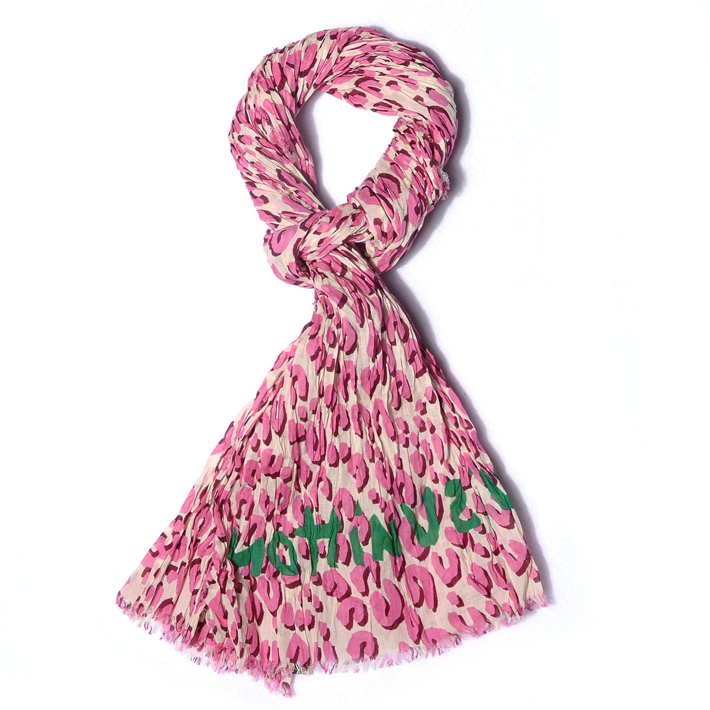 Cotton Leopard Pareo Blanc Corail