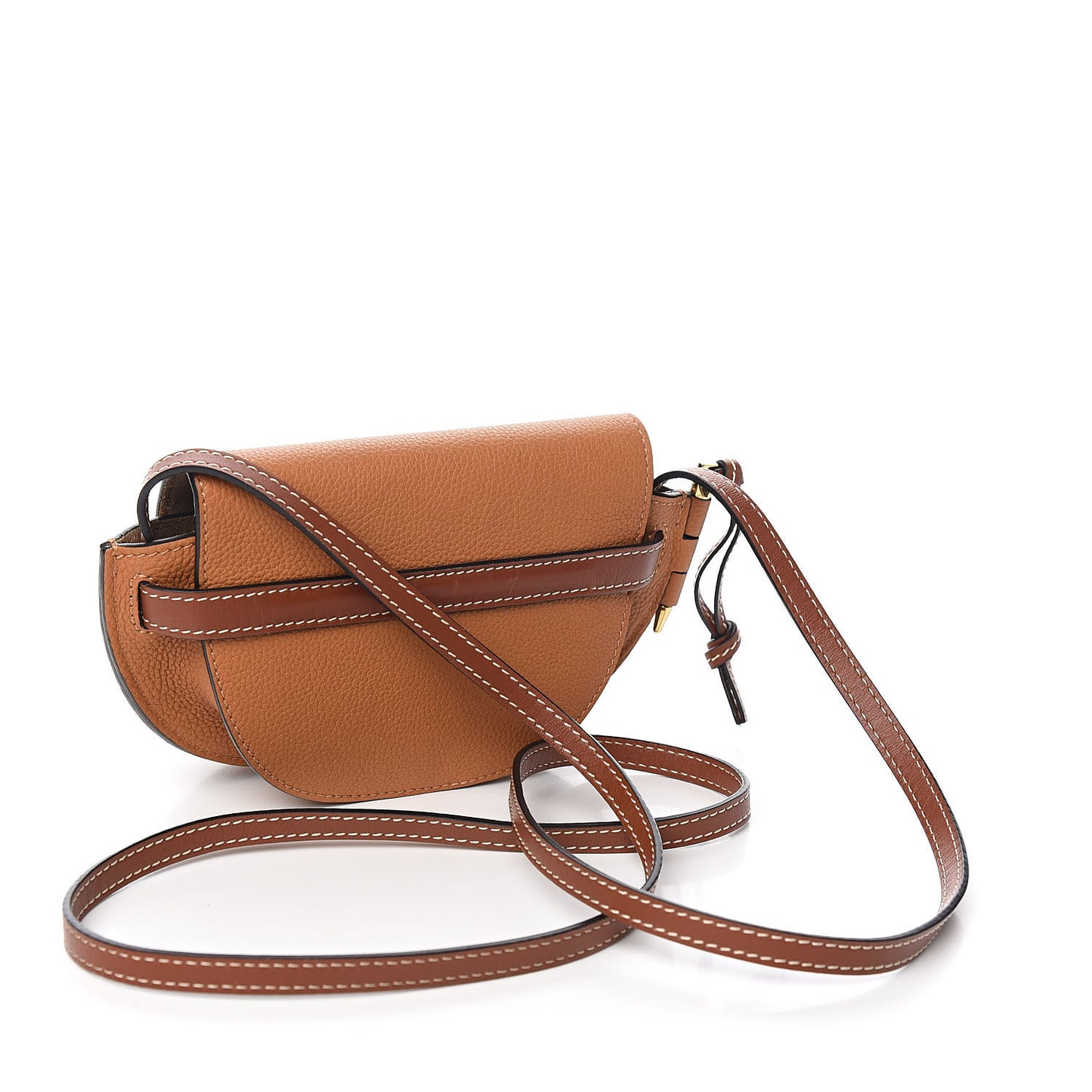 Grained Calfskin Mini Gate Crossbody Bag Caramel Pecan
