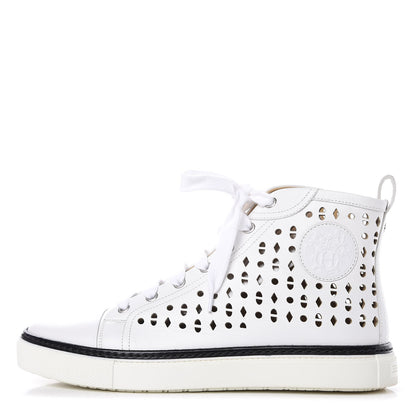 Hermes Calfskin Perforated Mens Jimmy High Top Sneakers 39 White 1 of 8