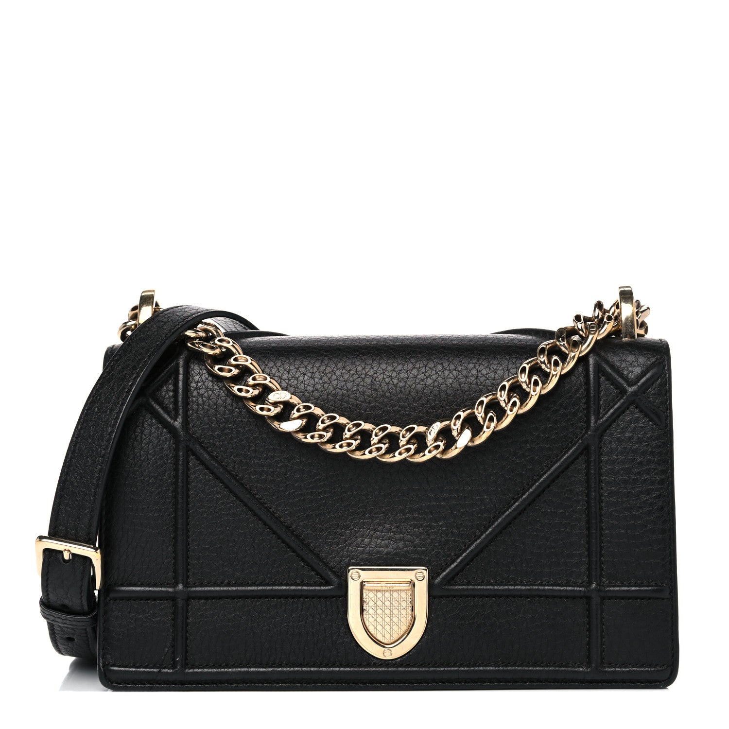Christian Dior Grained Calfskin Medium Diorama Flap Bag Black 1 of 15