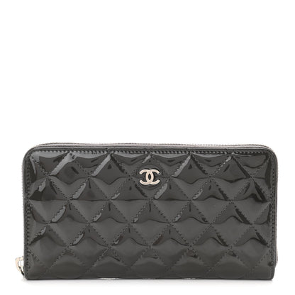 Chanel Patent Calfskin Zip Around Wallet Dark Grey 1 of 11