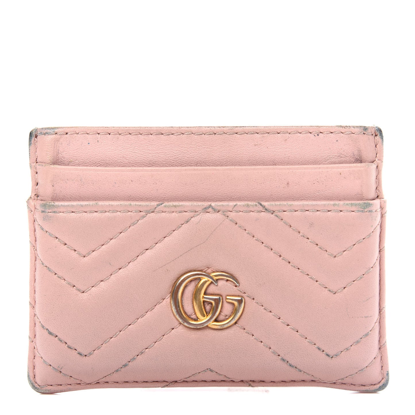 Calfskin Matelasse GG Marmont Card Holder Perfect Pink