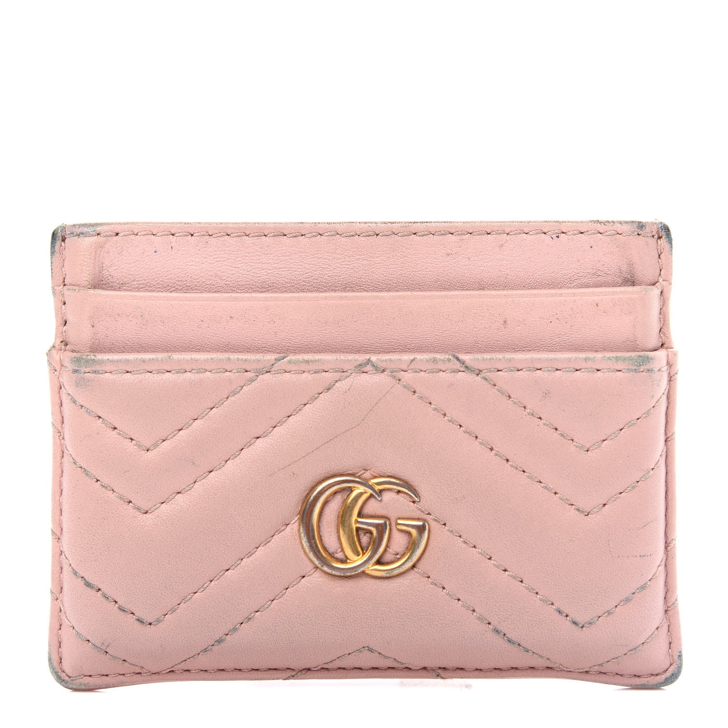 Gucci Calfskin Matelasse GG Marmont Card Holder Perfect Pink 1 of 5