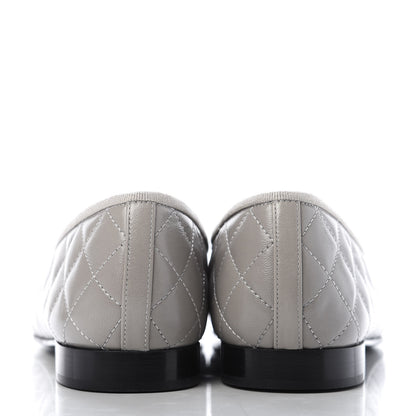 Chanel Crumpled Lambskin Quilted CC Ballerina Flats 39 Grey 6 of 10