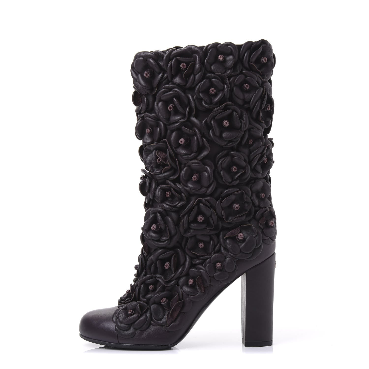 Chanel Calfskin Camellia Boots 40 Bordeaux 1 of 7