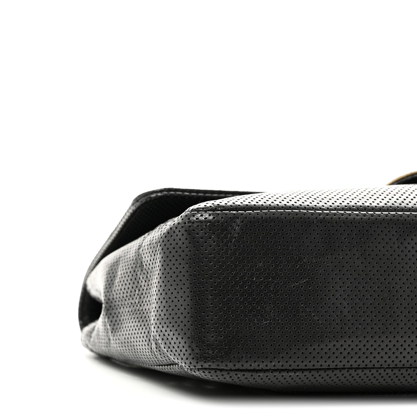 Lambskin Perforated Medium Single Flap Bag Black White