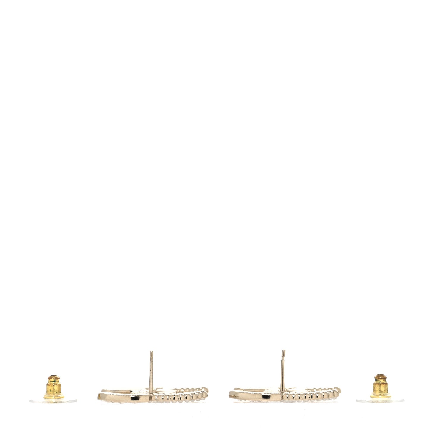 Crystal Pearl CC Earrings Gold