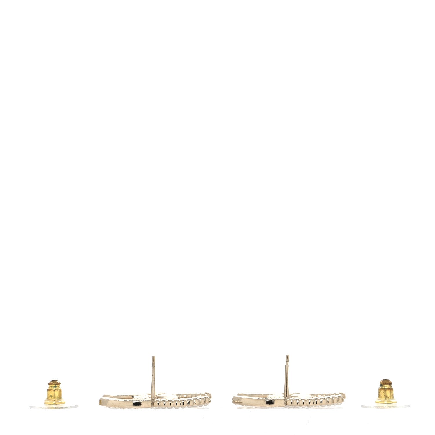 Chanel Crystal Pearl CC Earrings Gold 3 of 4