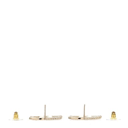 Chanel Crystal Pearl CC Earrings Gold 3 of 4