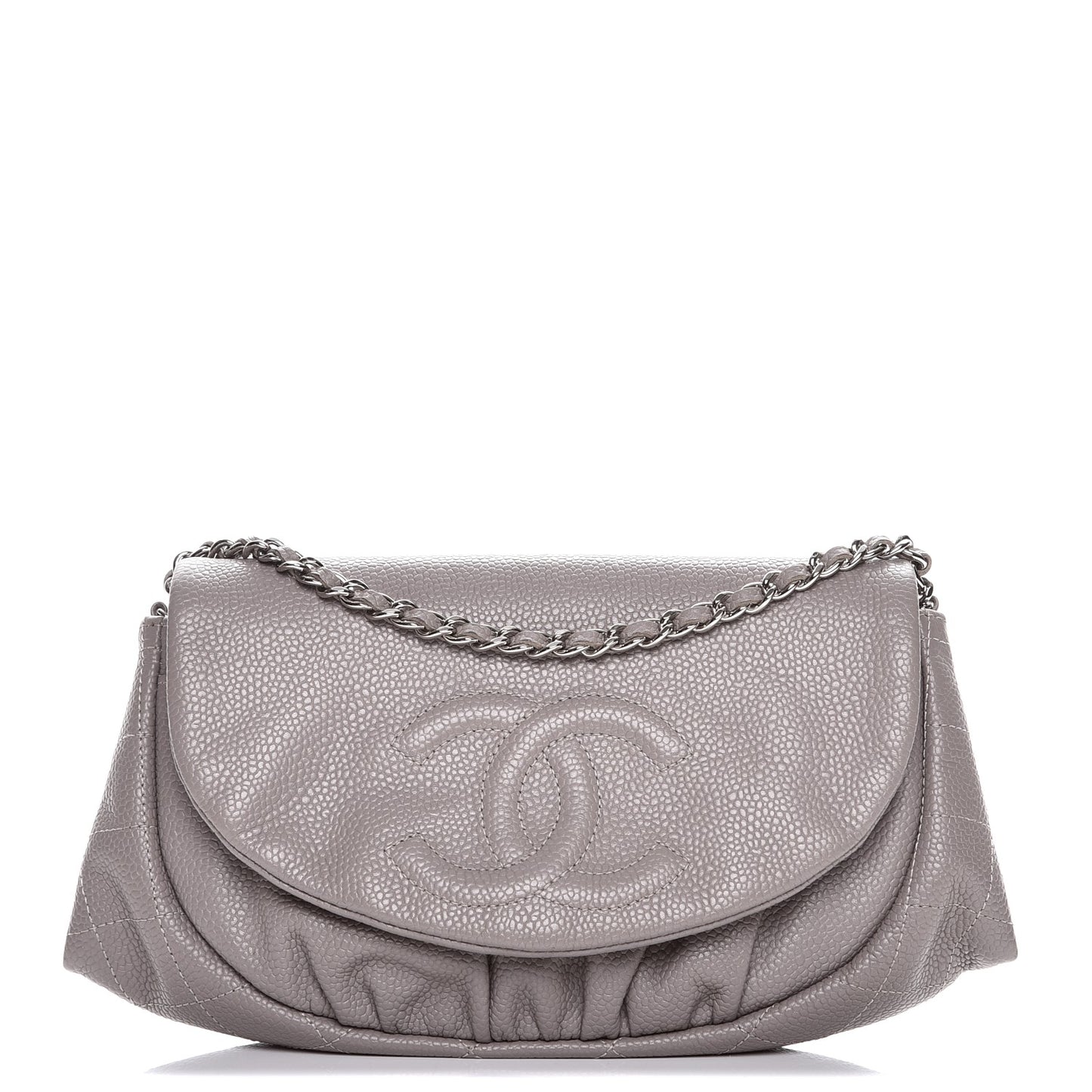 Caviar Half Moon Wallet On Chain WOC Light Grey