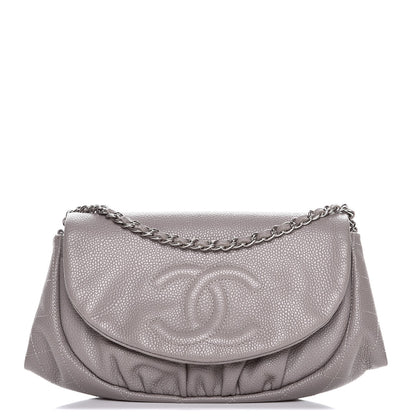 Chanel Caviar Half Moon Wallet On Chain WOC Light Grey 1 of 9