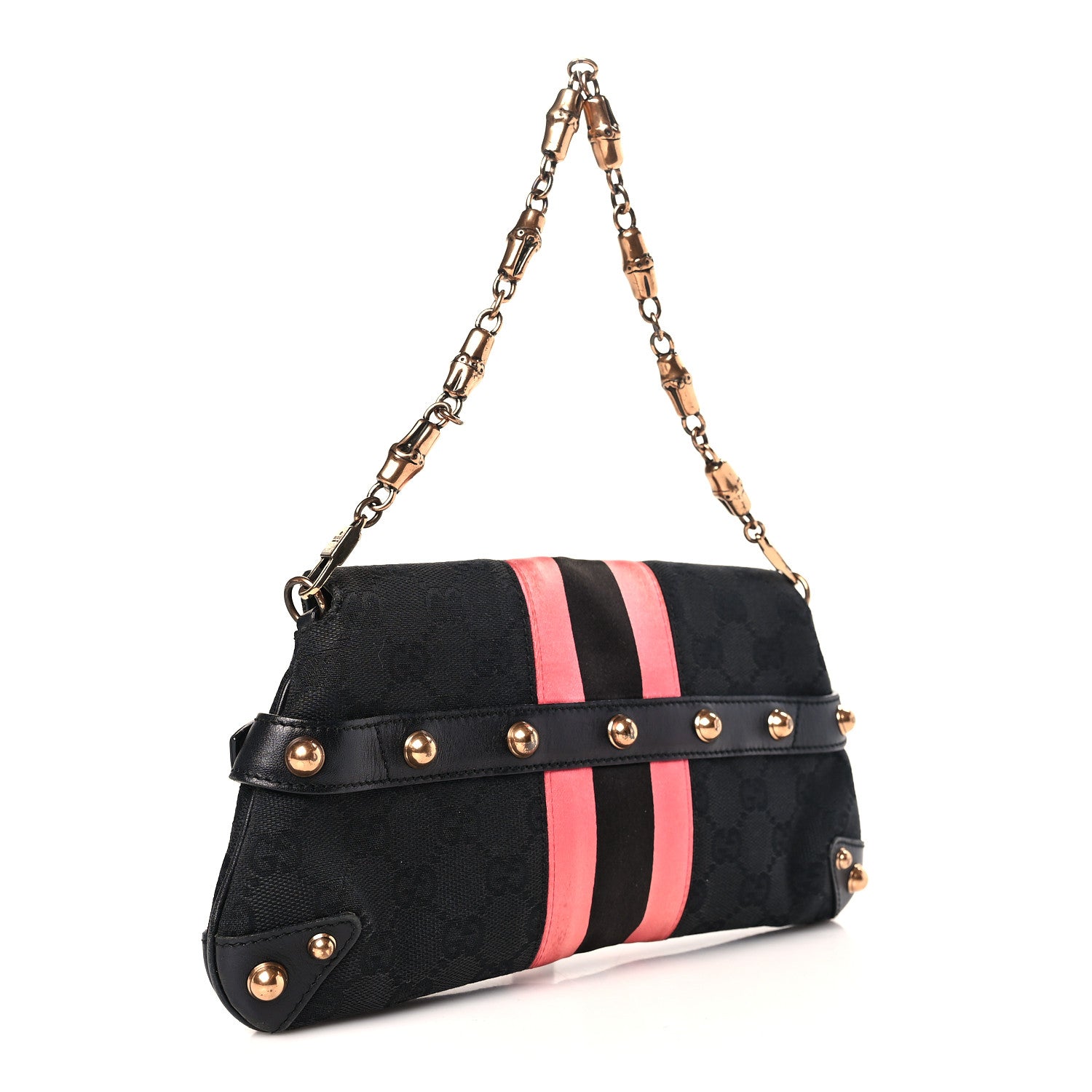 Gucci Monogram Horsebit Web Clutch Black 3 of 9