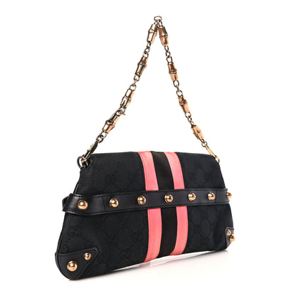 Gucci Monogram Horsebit Web Clutch Black 3 of 9