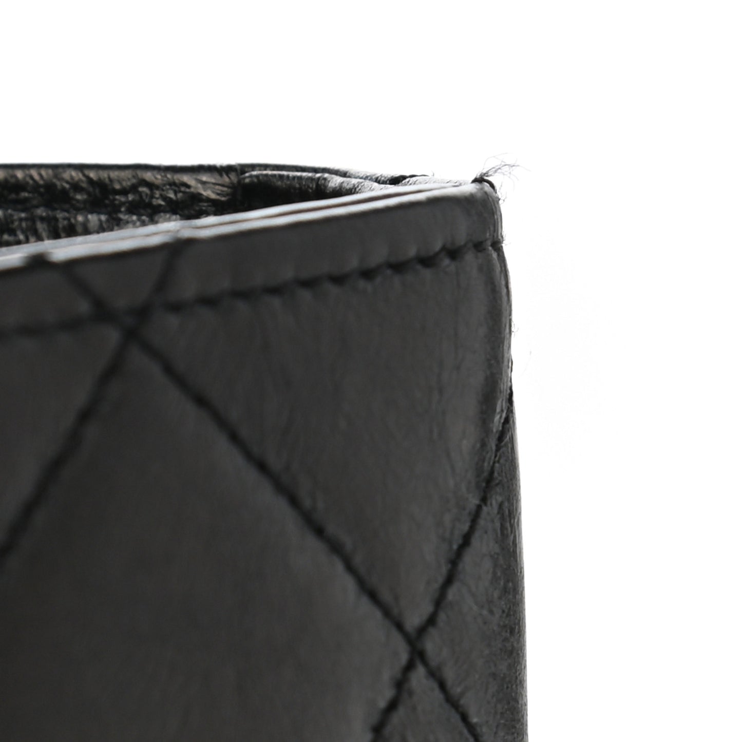 Glazed Calfskin Quilted Reissue Long Flap Wallet Black