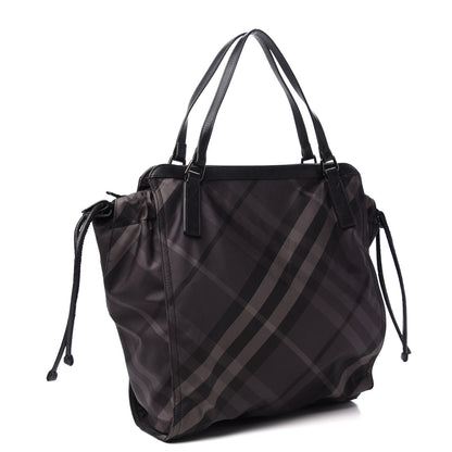 Burberry Nylon Check Small Buckleigh Packable Tote Charcoal 3 of 13