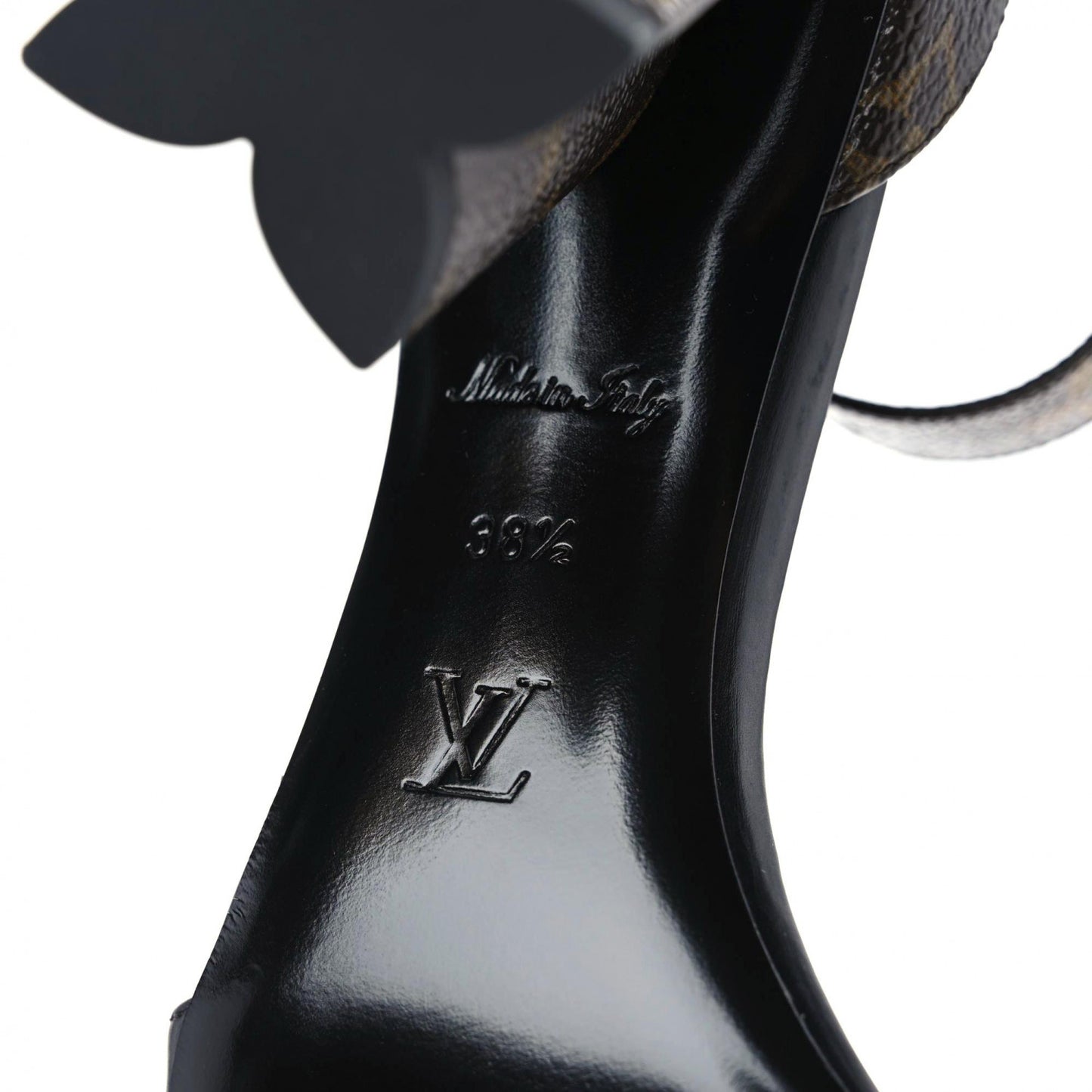 Calfskin Studded Monogram Silhouette Sandals 38.5 Black