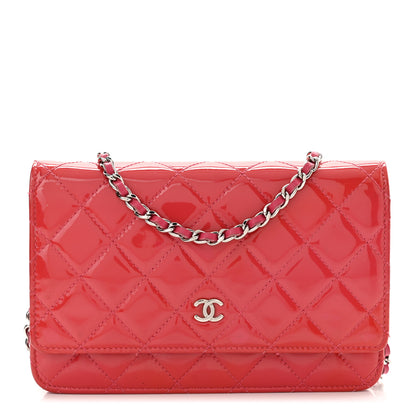 Chanel Patent Quilted Wallet On Chain WOC Fuchsia 1 of 13