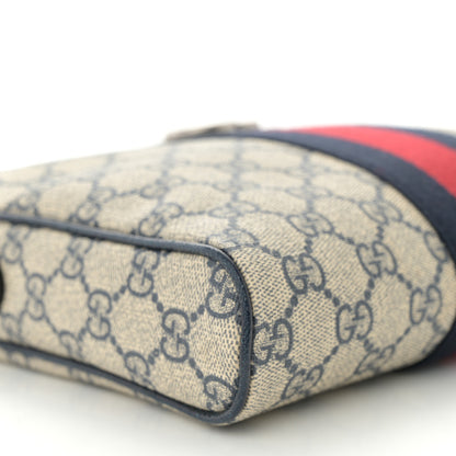 Gucci GG Supreme Monogram Textured Dollar Calfskin Web Small Ophidia Messenger Bag Beige Blue 9 of 12