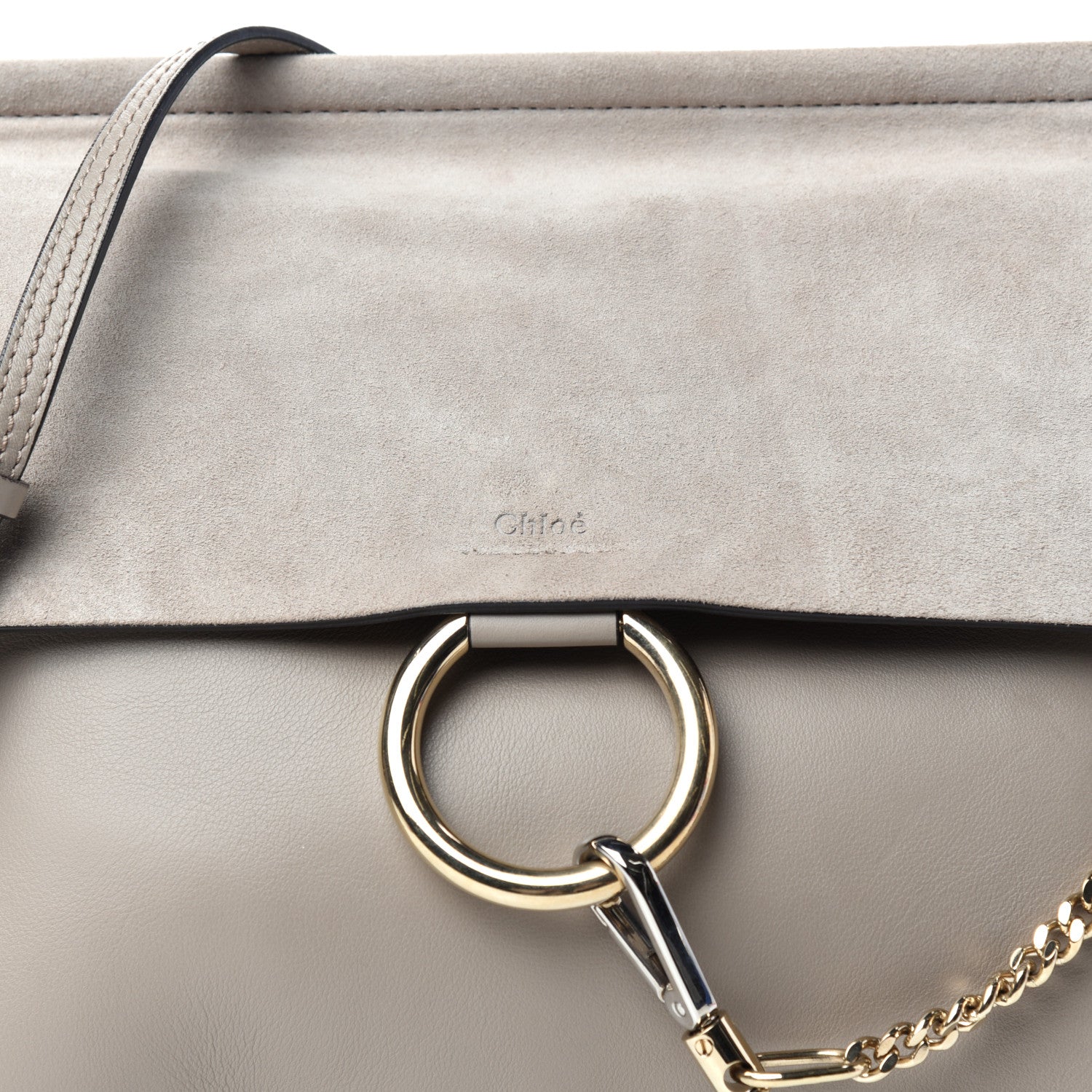 Chloe Calfskin Suede Medium Faye Shoulder Bag Motty Grey 9 of 9