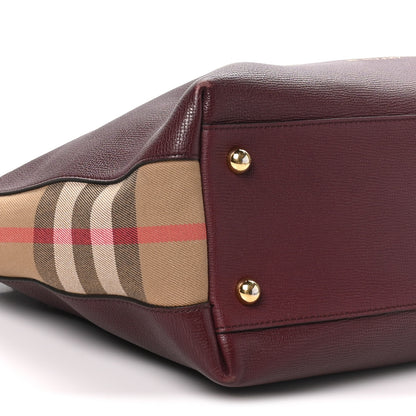 Burberry Derby Calfskin House Check Medium Welburn Tote Mahogany Red 8 of 12