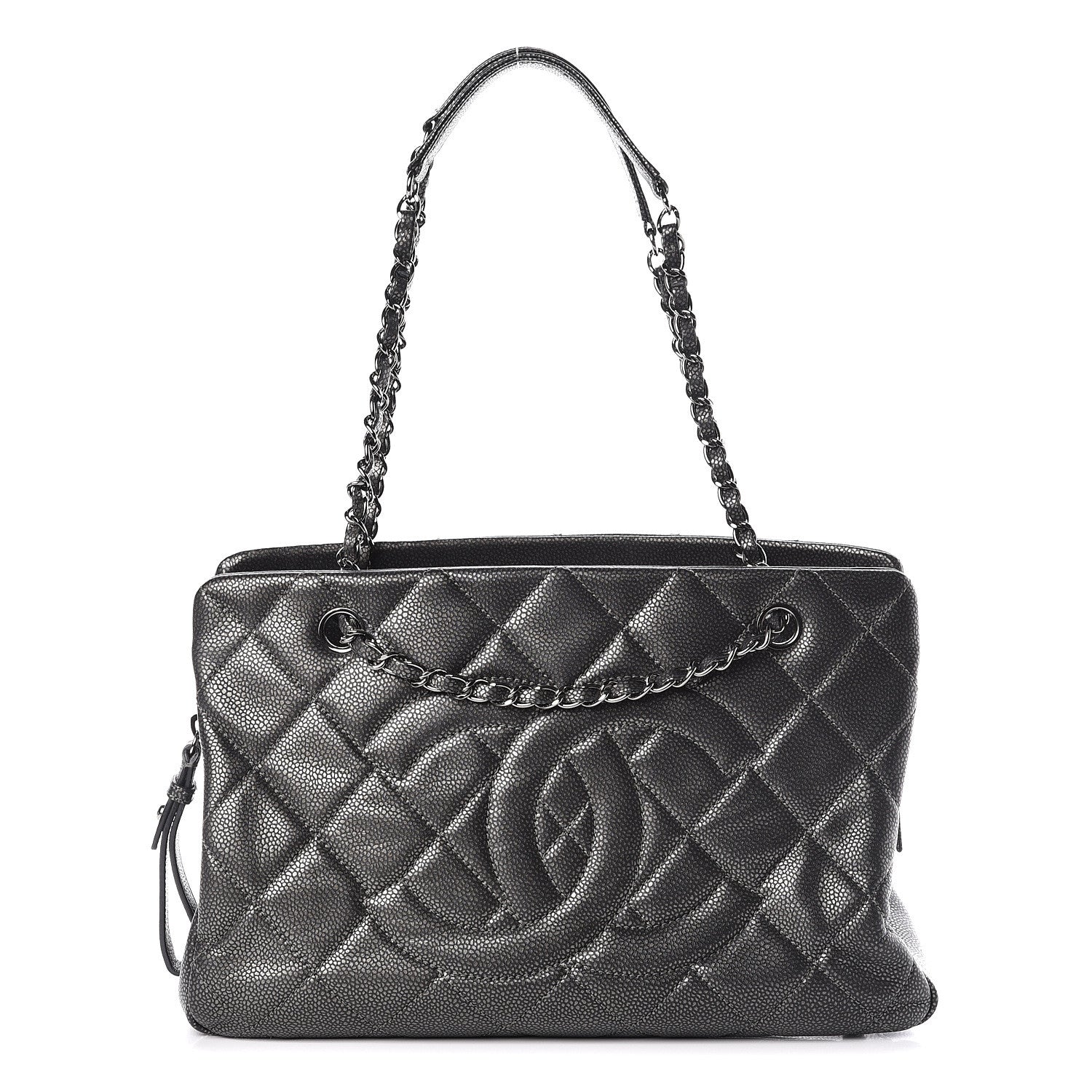 Chanel Metallic Caviar Quilted CC Tote Dark Silver 1 of 19
