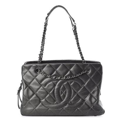 Chanel Metallic Caviar Quilted CC Tote Dark Silver 1 of 19